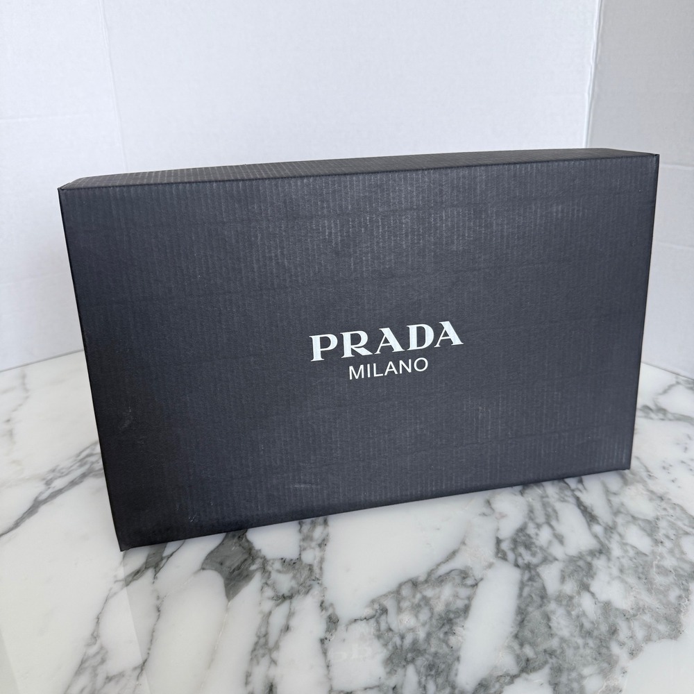 Prada Milano Black Textured Cardboard Shoe Storage Box Empty 12.5x8x4.5